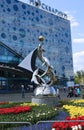 Monument to the dolphins playing with a ball Royalty Free Stock Photo